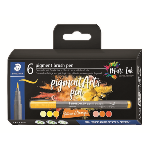 Pigment Brush Pen Yellows&Oran 6Pcs