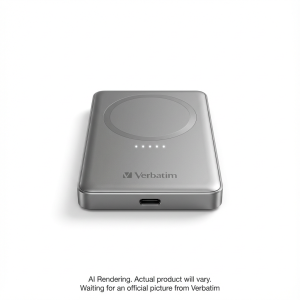 Verbatim Charge 'n' Go 5000mAh Magnetic Wireless Power Bank – Ultra-Slim 9.6mm, 15W MagSafe Compatible, PD 20W Fast Charging – Grey (MPN: 32244)