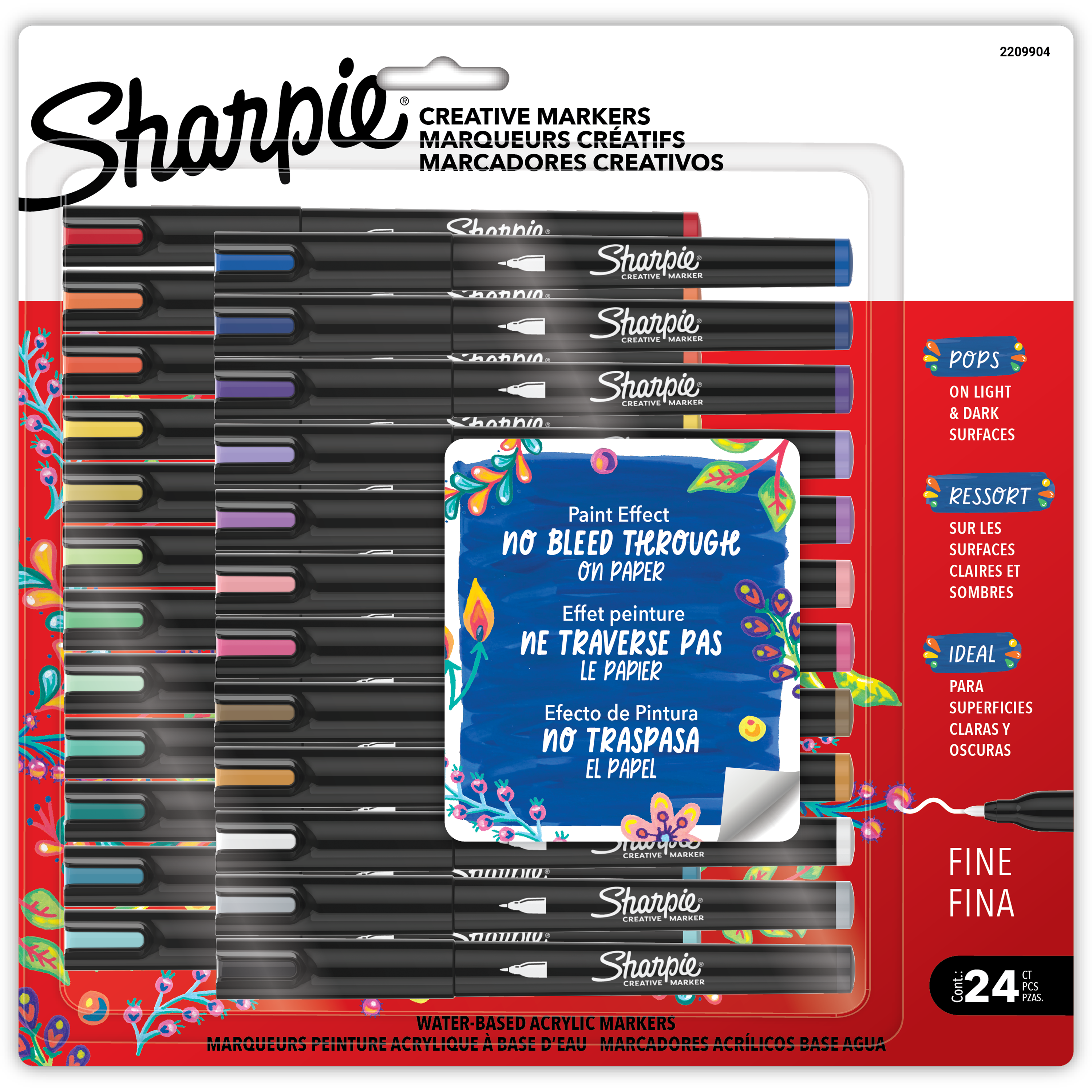 Sharpie Creative Markers Variety Pack, Water-Based Acrylic Paint Markers, Fine Tip, Assorted, 24 Count