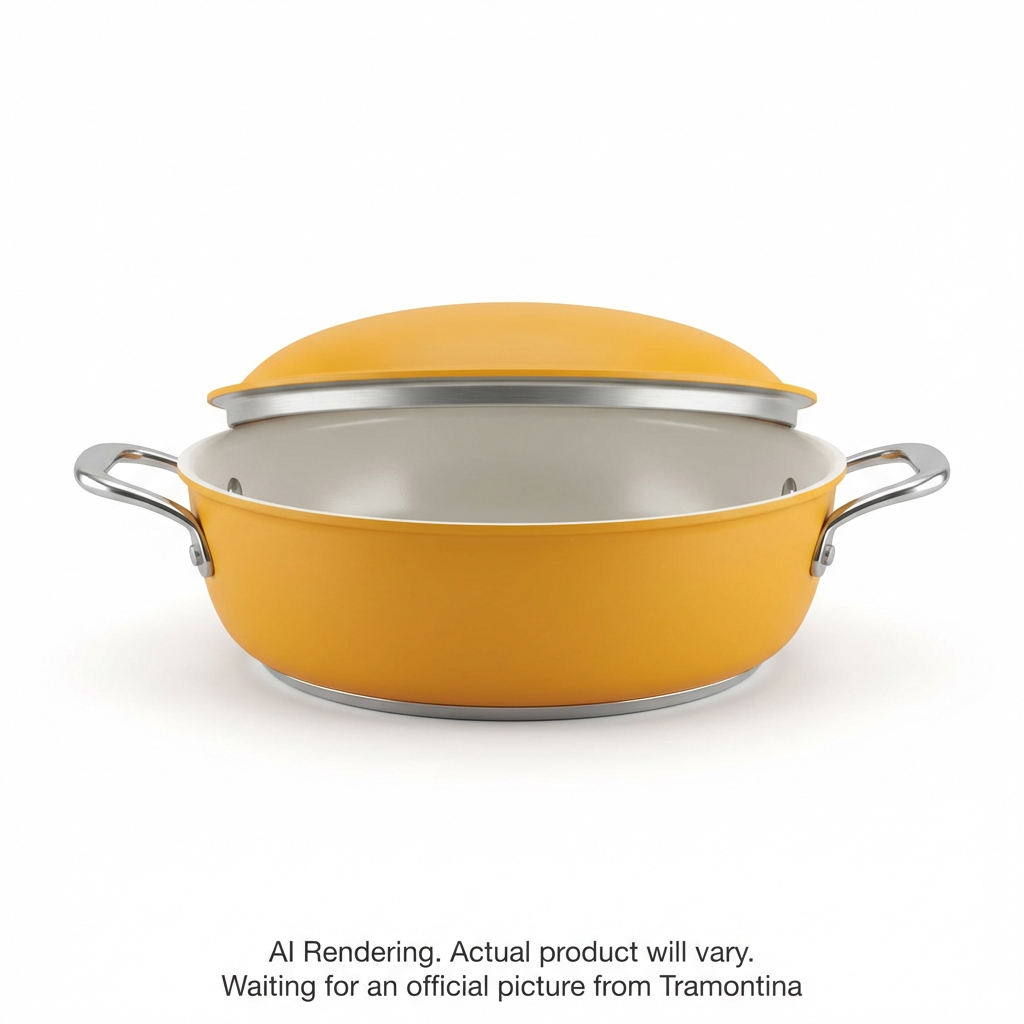 Tramontina Fiora 4.25 Quart Multipurpose Ceramic Nonstick Pan, Marigold