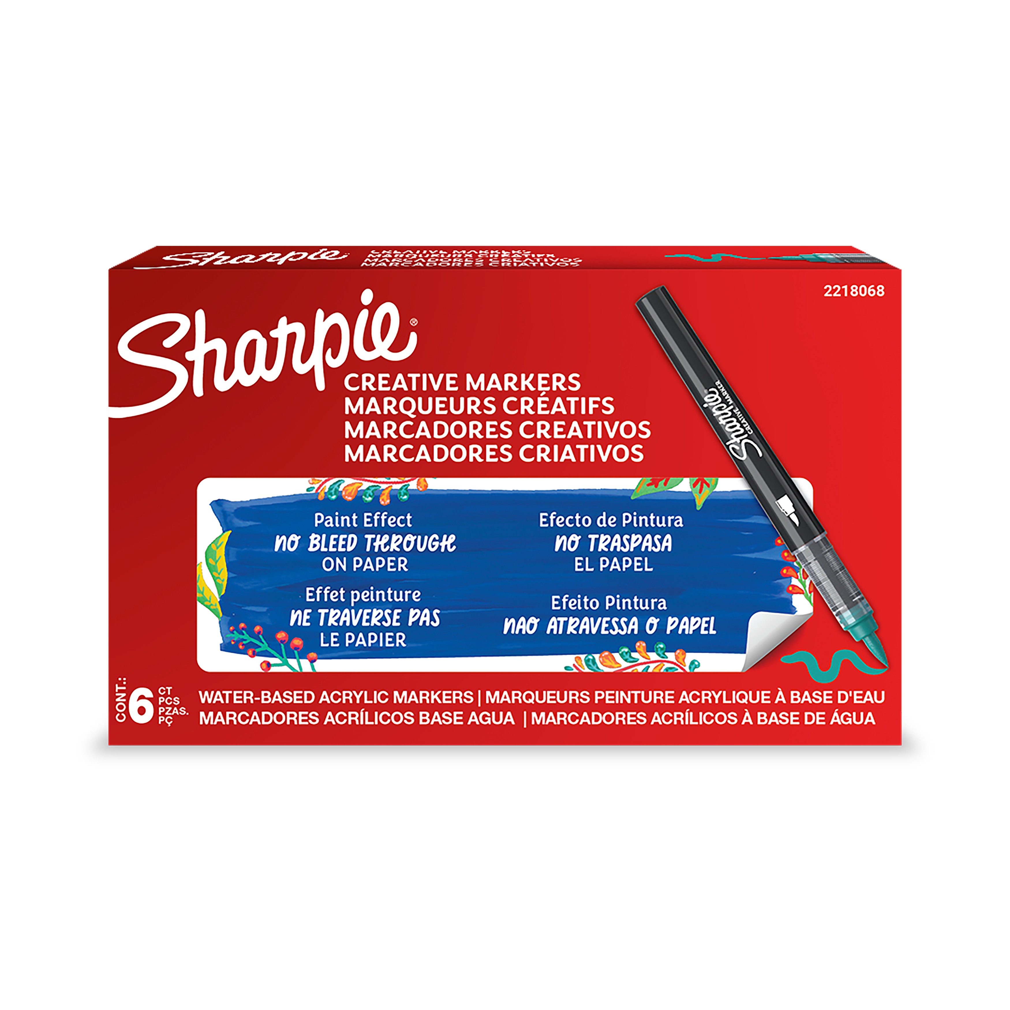 Sharpie Creative Marker, Water-Based Acrylic Marker, Brush Tip, Emerald Green, 1 Unit
