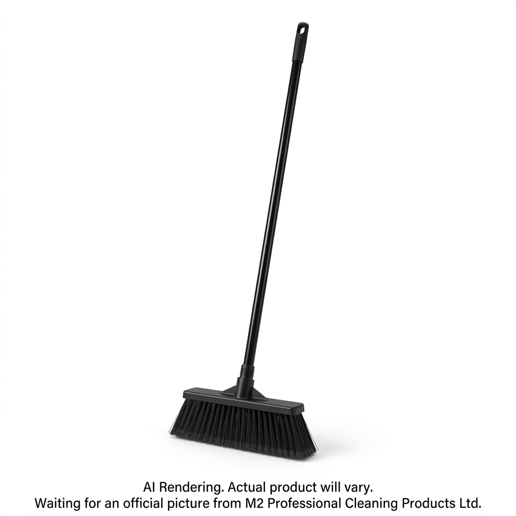 9" Duo-Angle Angle Broom Flagged Black w 48" Metal Handle