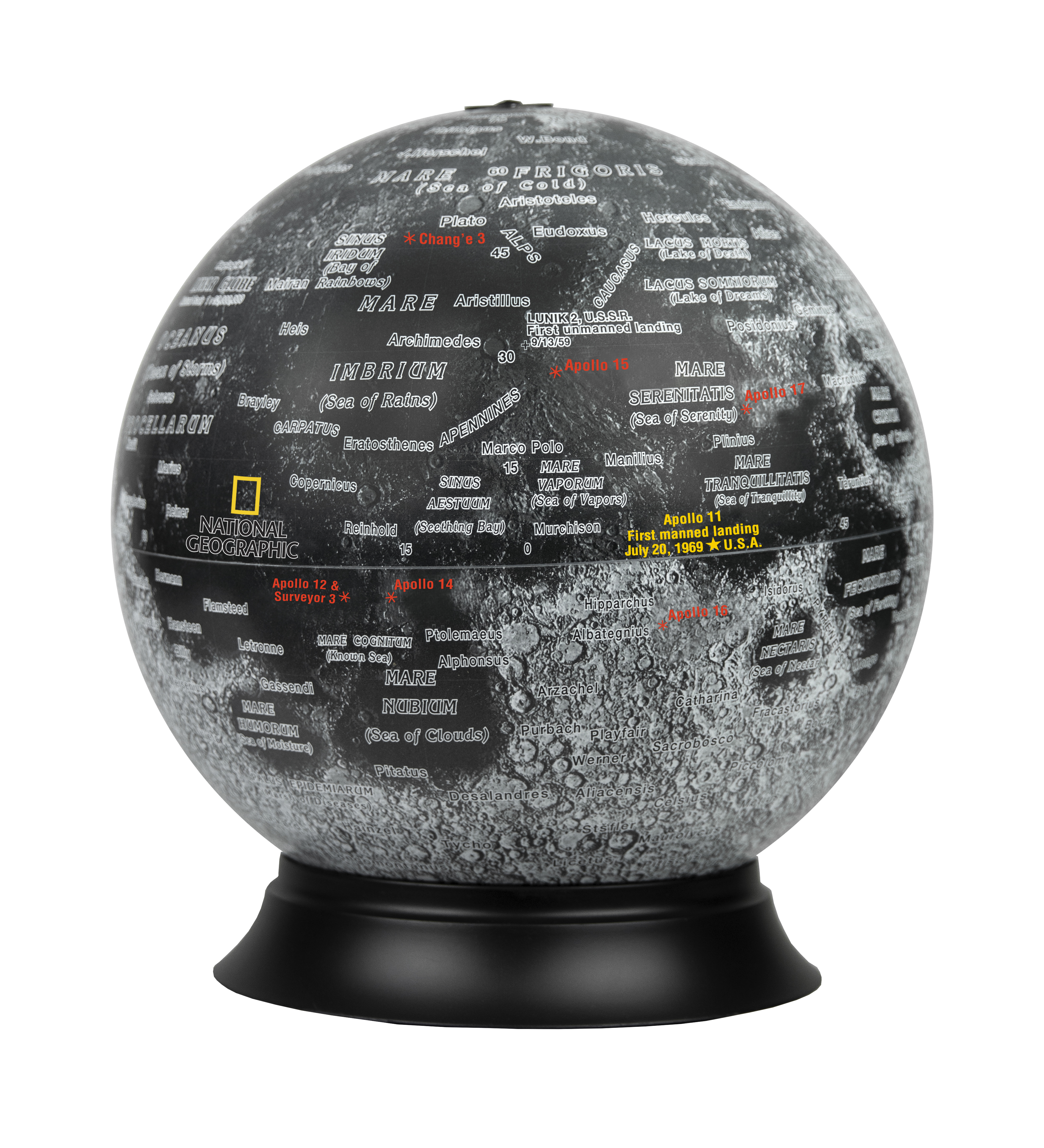 National Geographic Moon Globe 12"/30cm Diameter Illuminated Desk Globe (English)