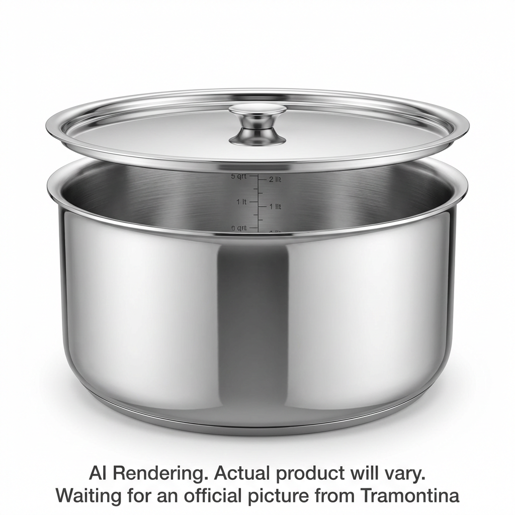 Tramontina Utsava Tri-Ply Clad Stainless Steel Covered Tope Patila, 5.75 qt.