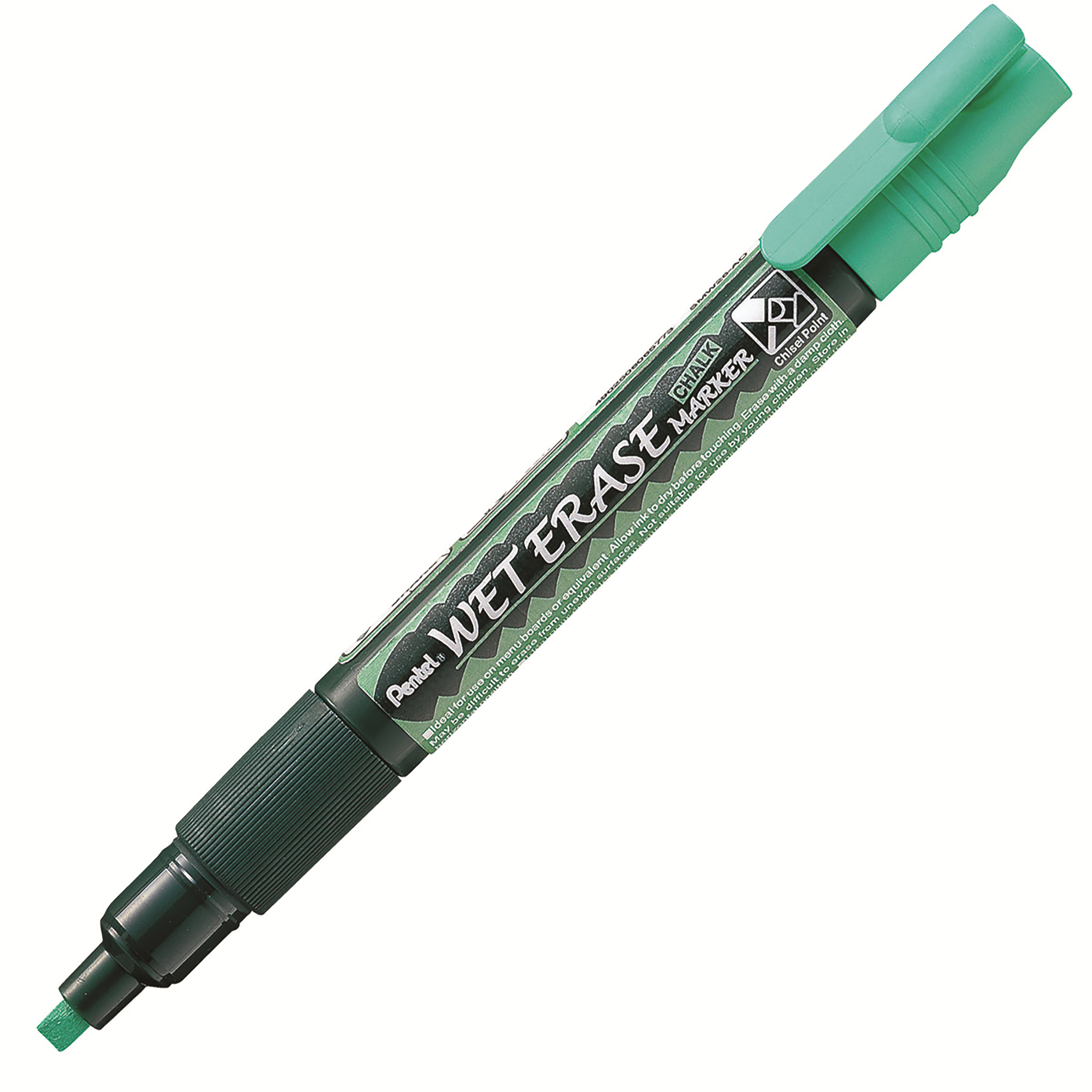Pentel Arts Wet Erase Chalk Marker, Small Chisel Tip, Green Ink