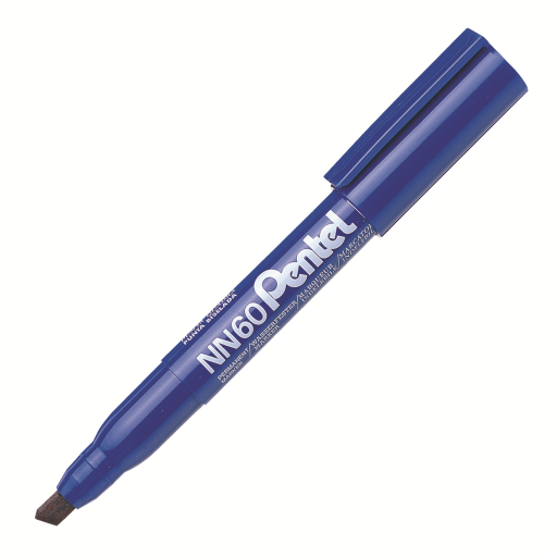 Green Label Permanent Marker (3.9/5.8mm), Chisel Tip, Blue Ink