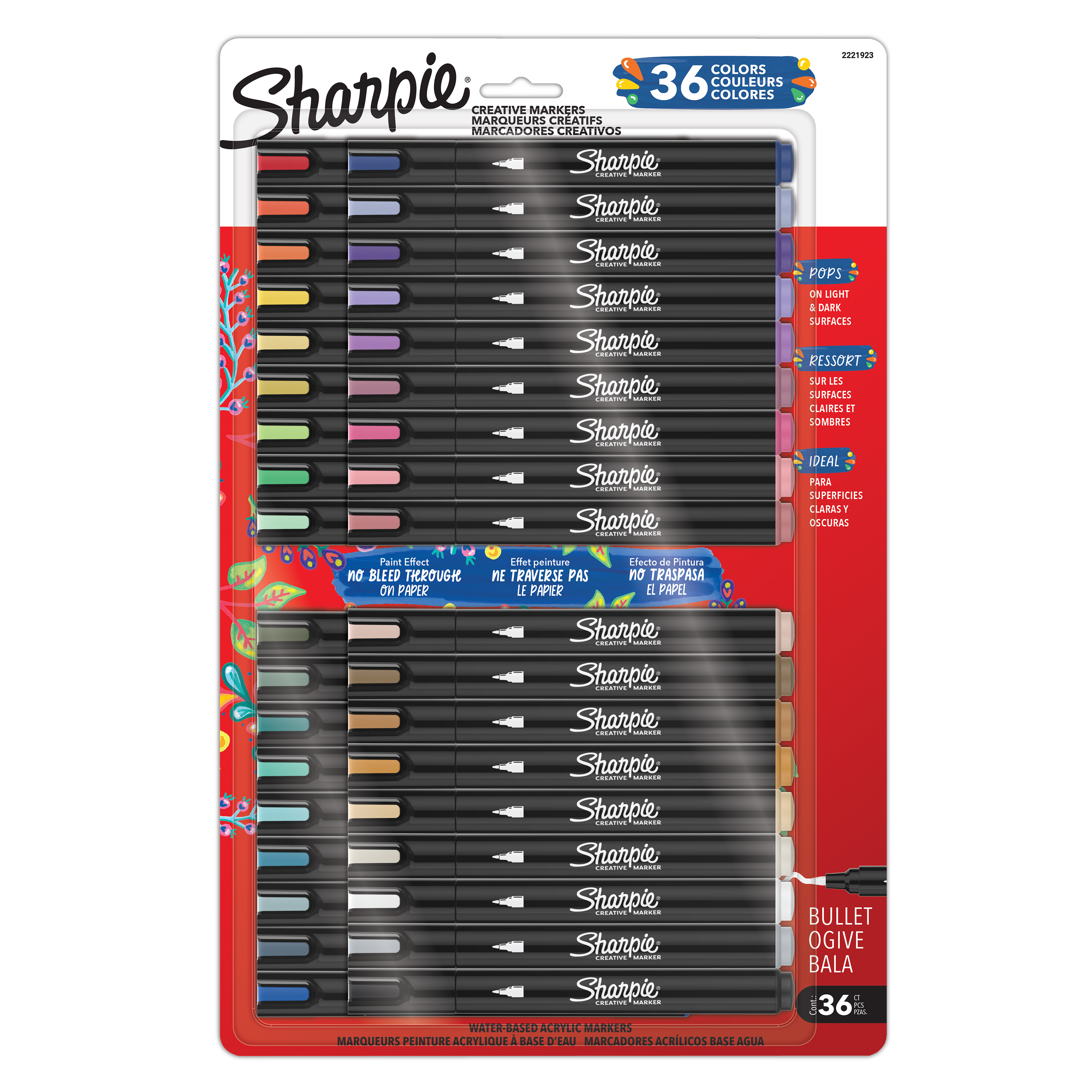 Sharpie Creative Markers Variety Pack, Water-Based Acrylic Paint Markers, Bullet Tip, Assorted, 36 Count