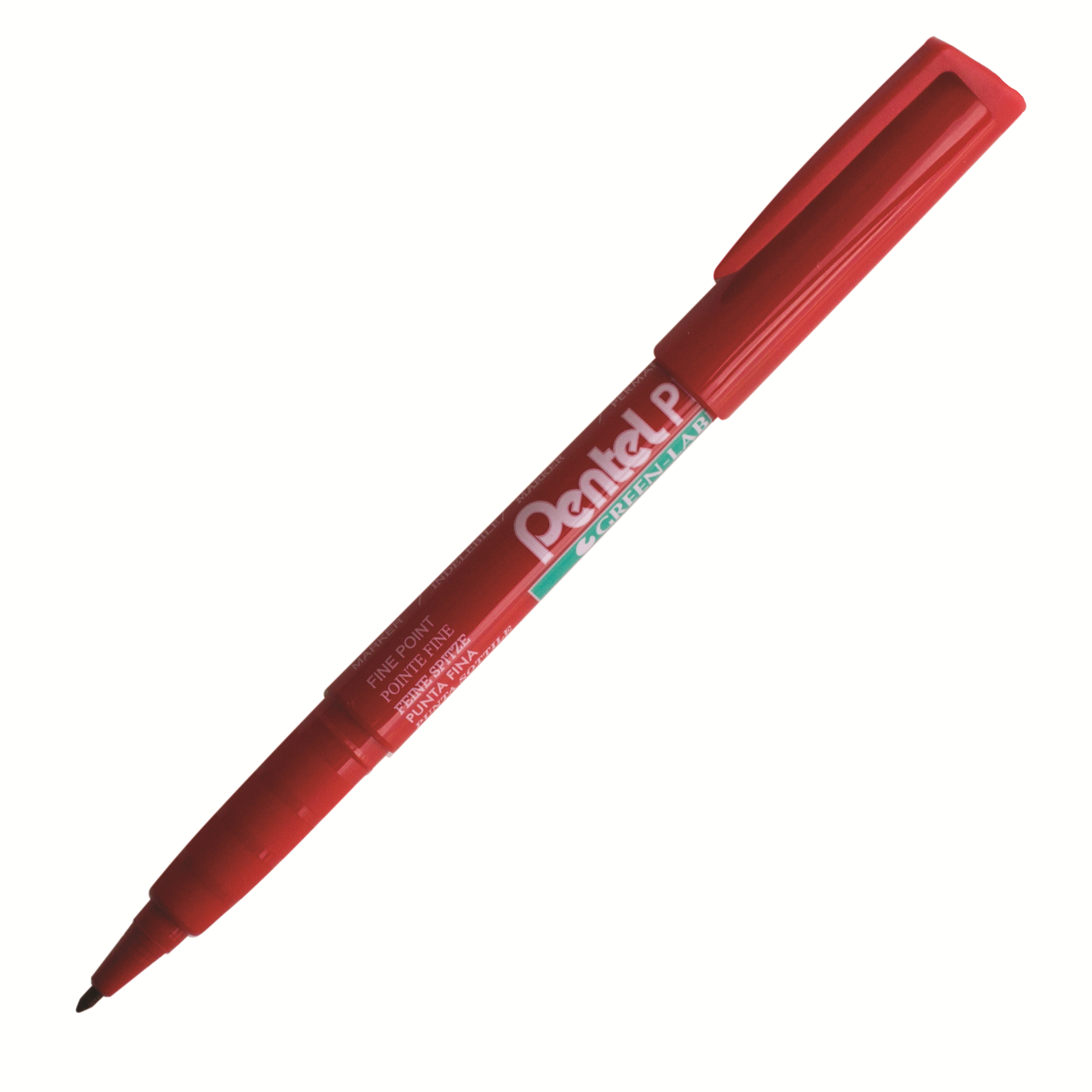 Green Label Permanent Marker (2.0mm), Bullet Tip, Red Ink