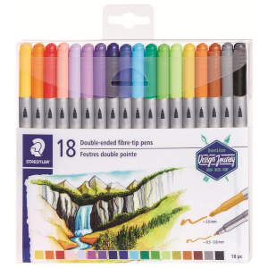 Double-ended fibre-tip pens 18pcs (VE6)