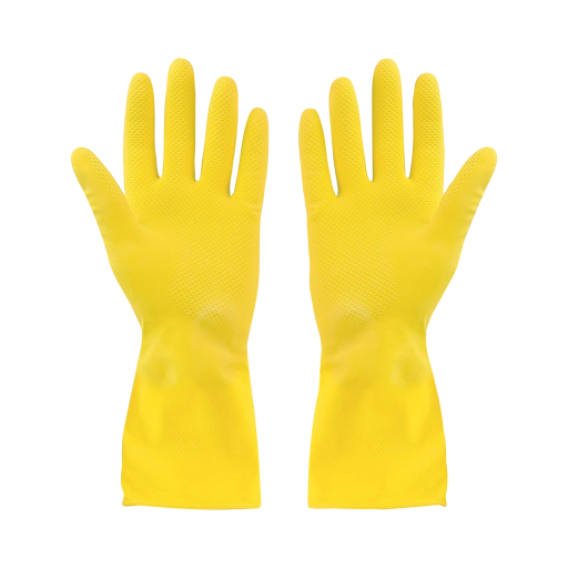 Rubber Gloves Flocklined? Yellow Small Extended Cuff - (12 pairs)