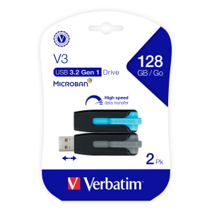 Verbatim 128GB SNG V3 USB 3.2 Gen1 2pk Blue/Gray