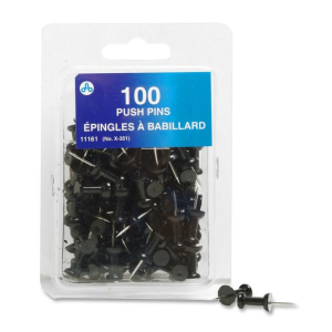 Push Pins Black, 100/Box / Epingles a babillard Noir 100 par bo?te