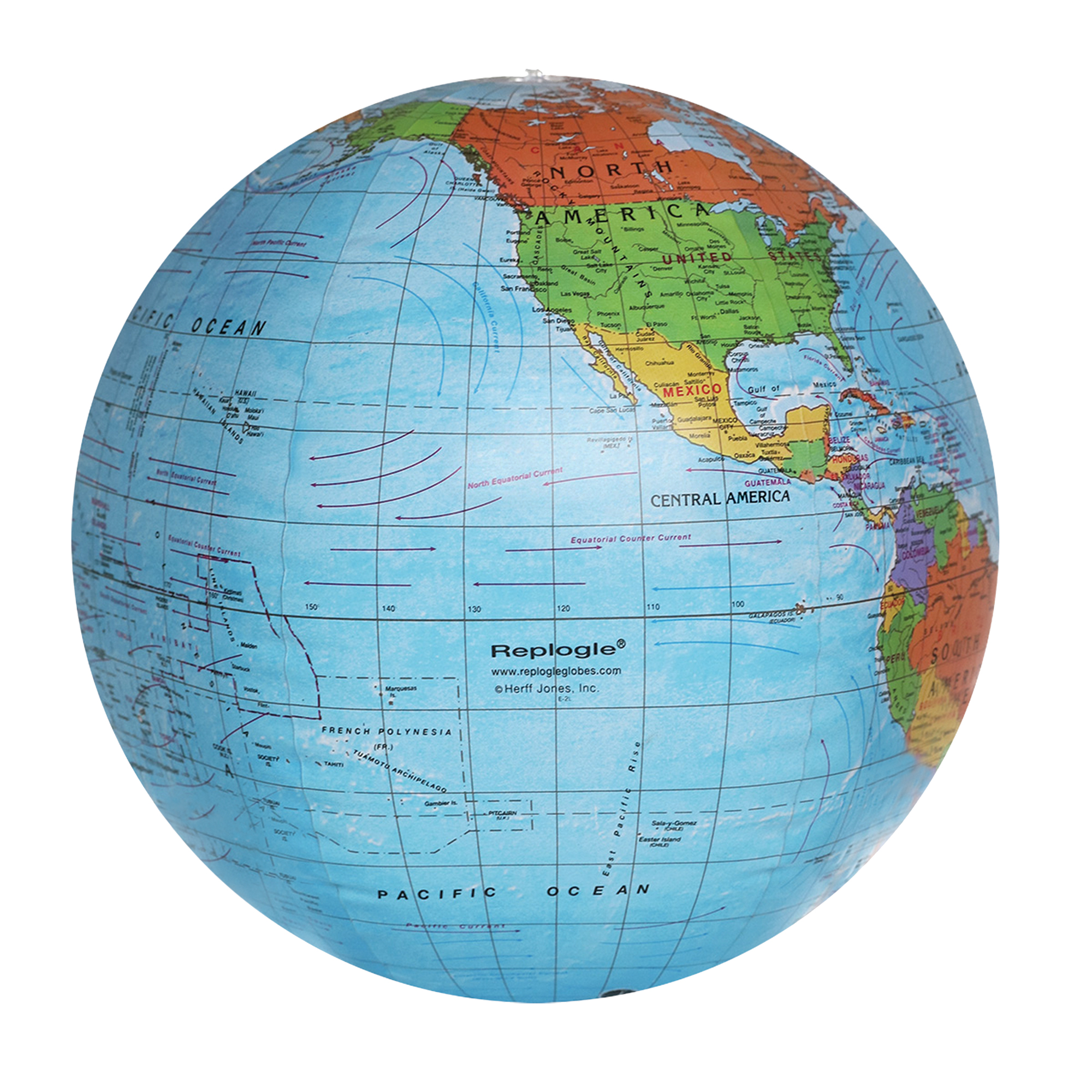 Inflatable Blue Ocean Globe 16"/40.5Cm Diameter Political (English)