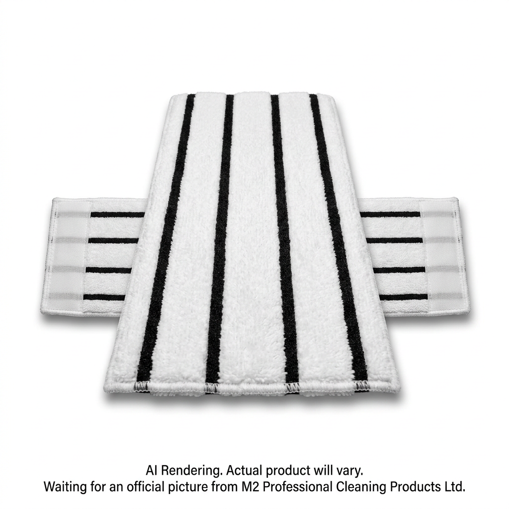 MicroStrip Velcro Flat Mop MicroFiber Pad 45cm/18" white/w/Black scrubber strip