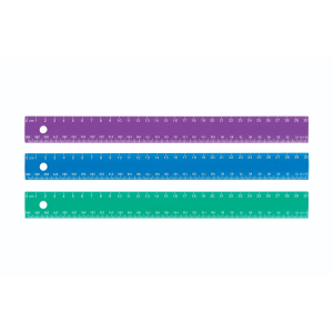 30cm Asst Colours, Double Bevel ? cm/mm Grads / 30cm couleurs assorties, deux biseaux ? graduations cm et mm