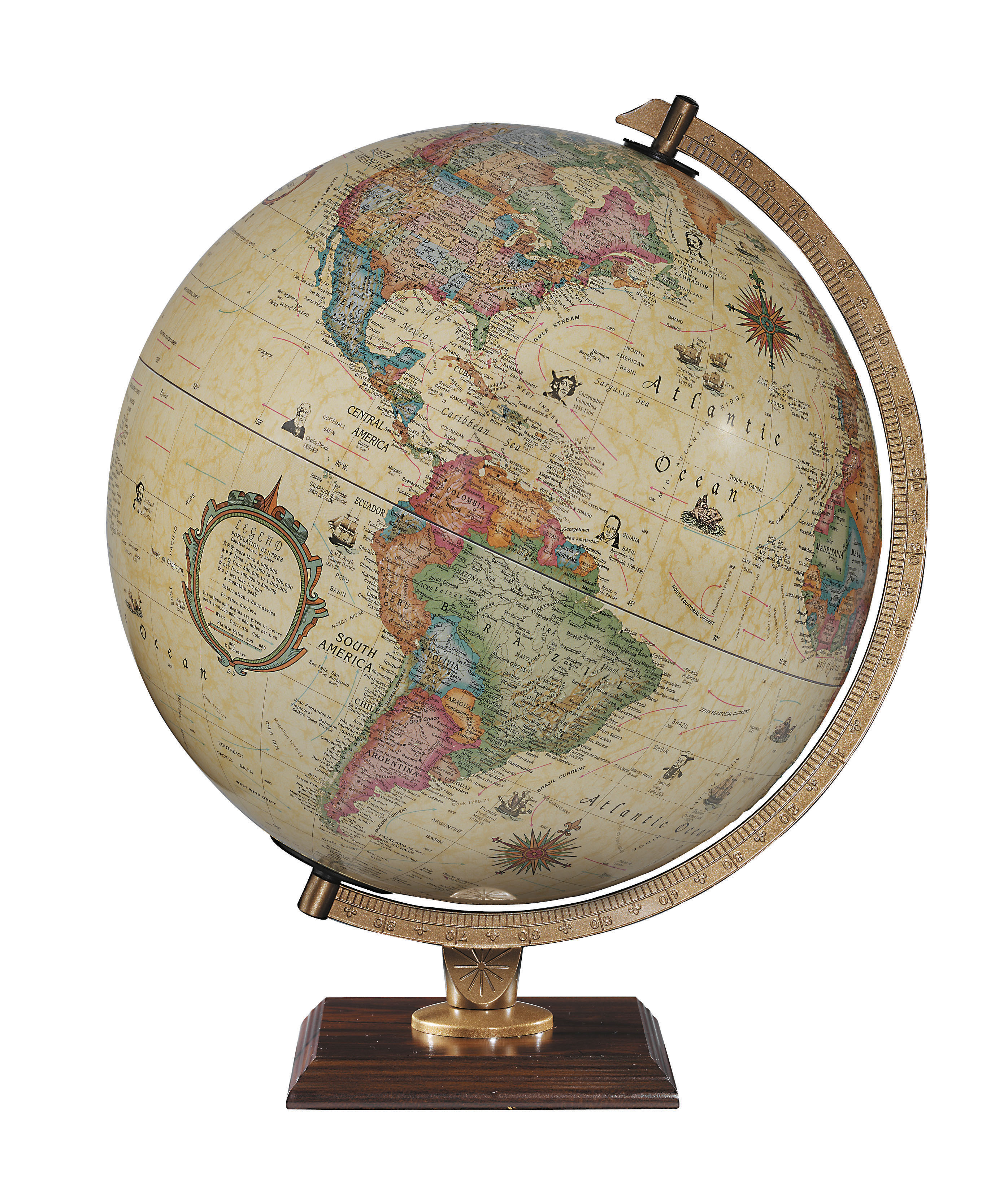 Carlyle 12"/30cm Diameter Antique Ocean Illuminated Desk Globe (English)