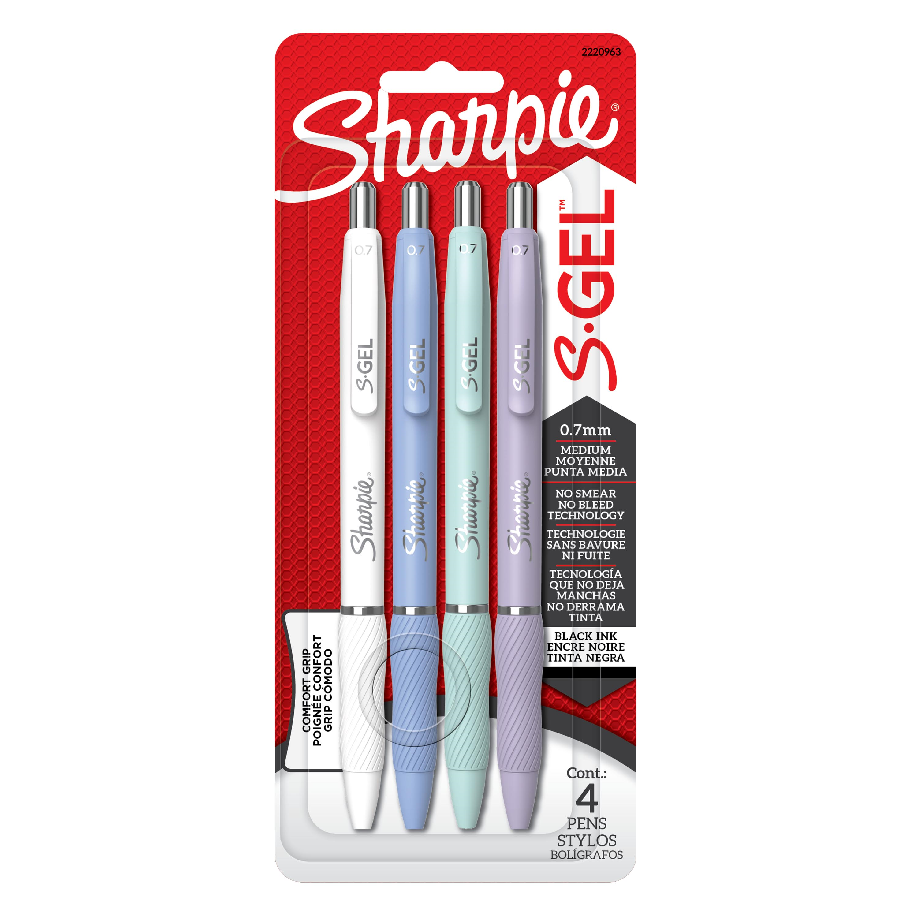Sharpie S-Gel, Trending Colors, Medium Point (0.7mm), 4 Count