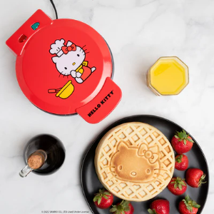 Hello Kitty 7" Red Waffle Maker ? Iconic Sanrio Non-Stick Character Waffle Appliance