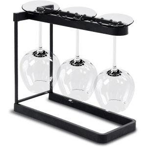 Wine glass rack, charcoal bio composite + stainless steel