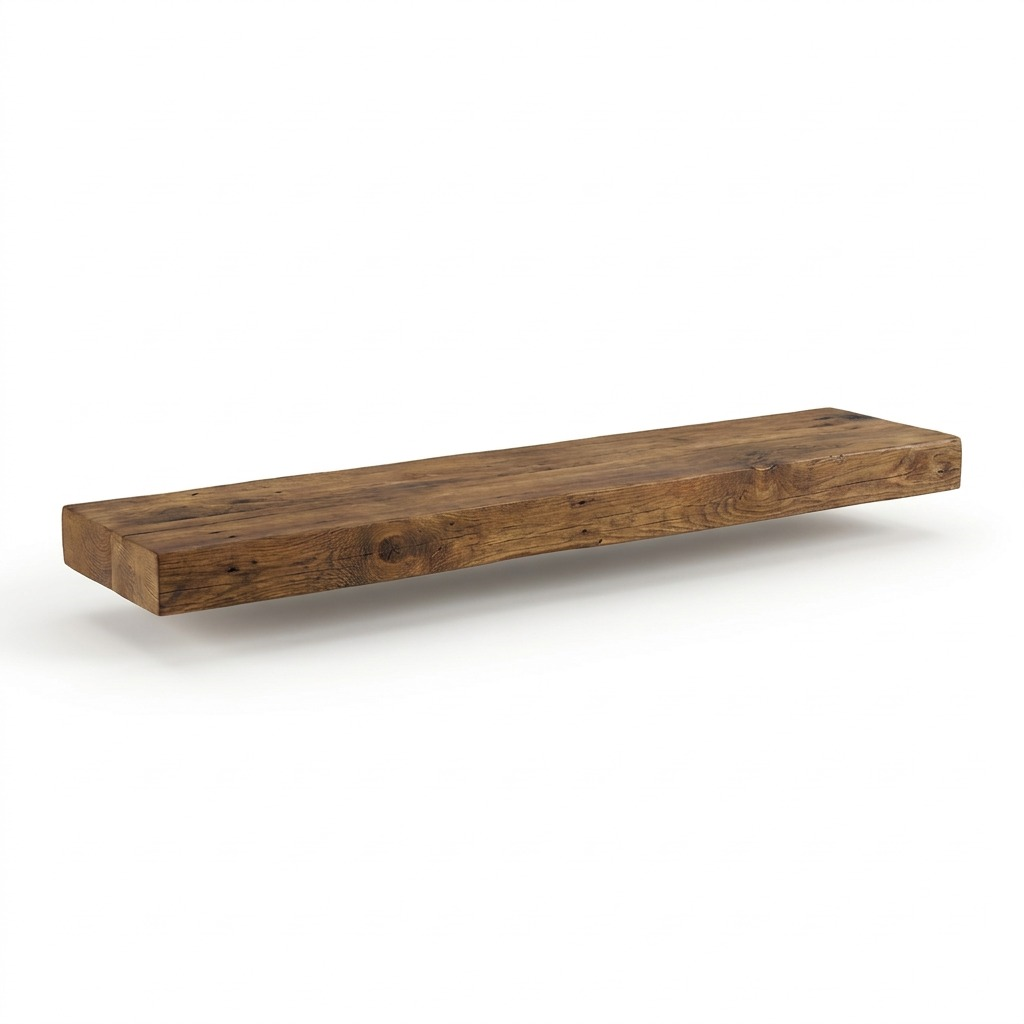 Solid Wood Shelf 48"L x 8"D x 2"T Medium Walnut