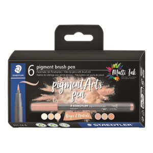 Pigment Brush Pen Beiges&Neutr 6Pcs