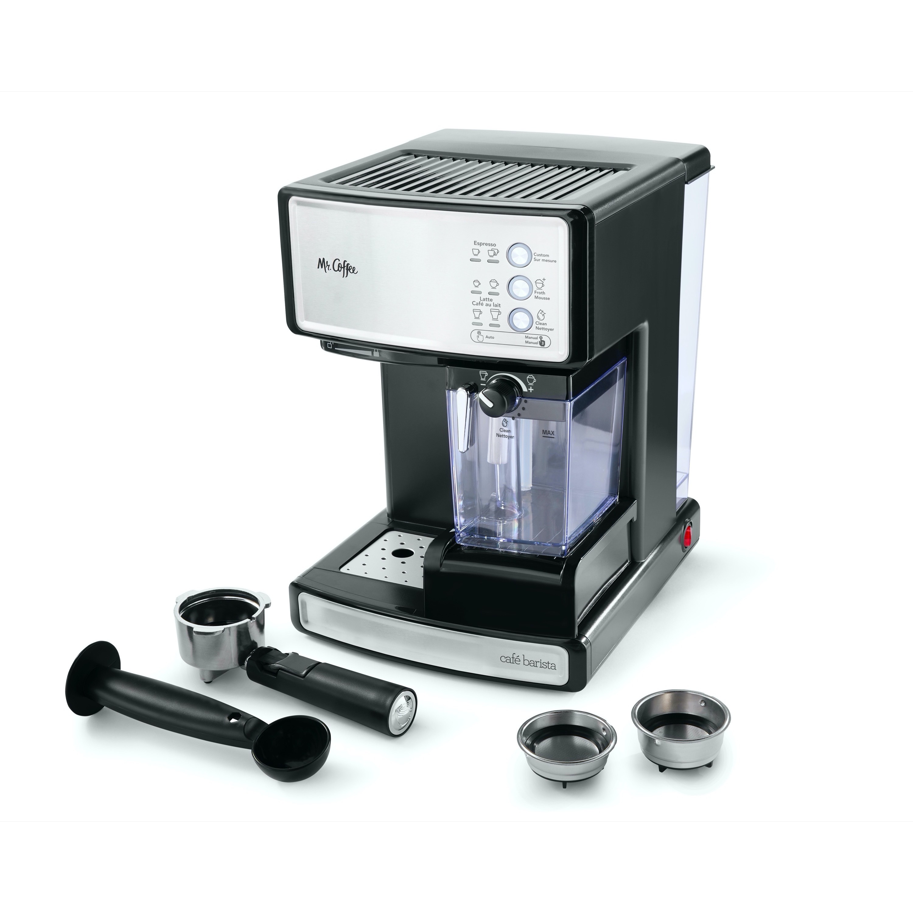 Mr. Coffee Caf? Barista 3-in-1 Espresso, Cappuccino and Latte Maker, 15-Bar Pump, Stainless Steel