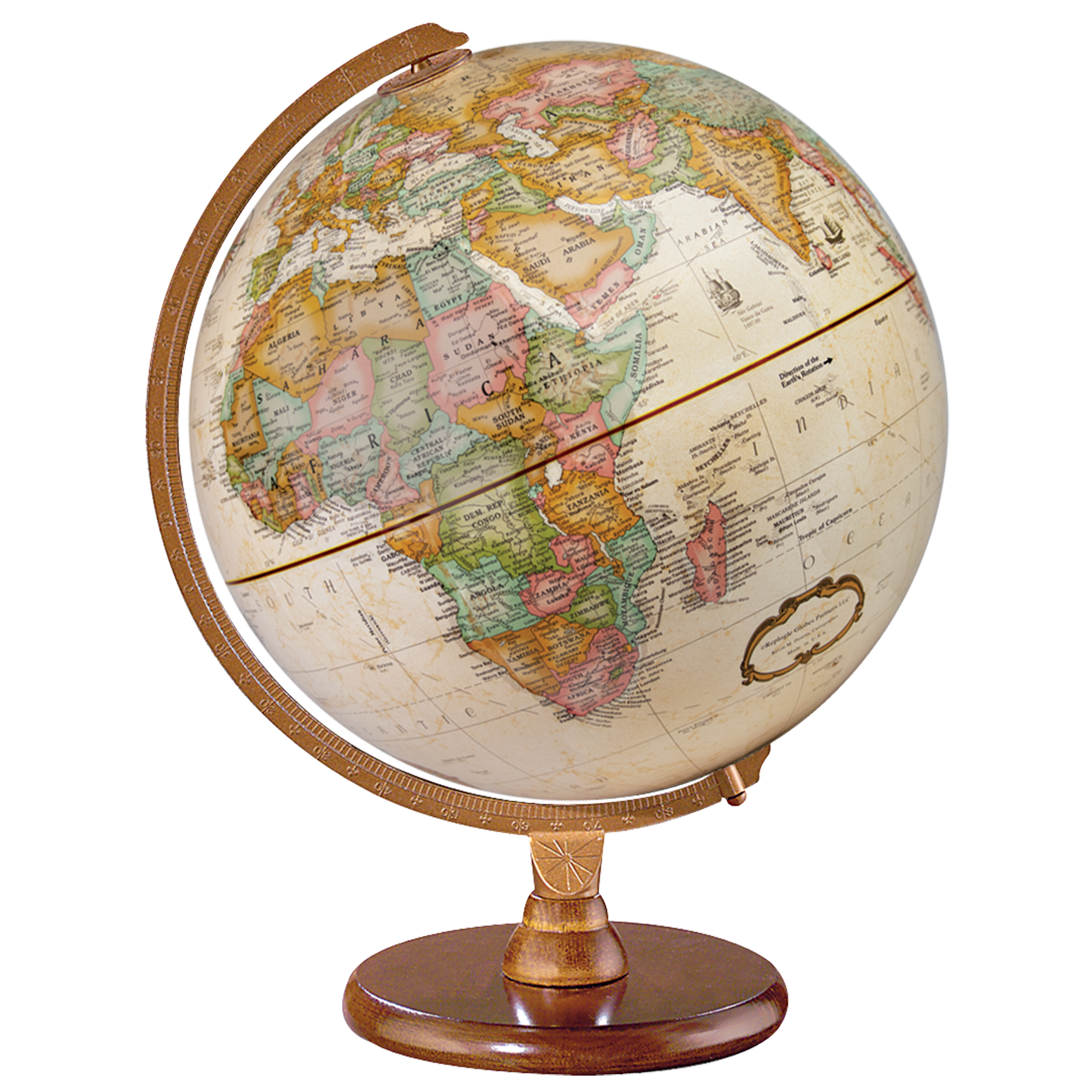 Hastings Globe 12"/30Cm Diameter Antique Ocean Desk Globe (French)