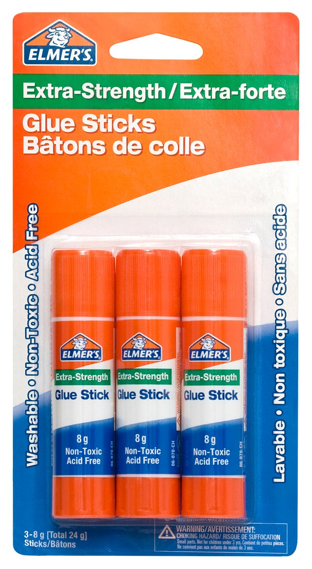 Elmer's Extra-Strength Glue Sticks, Washable and Non-Toxic, 8 g, 3 Count