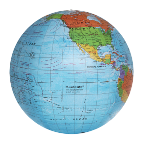 Inflatable Blue Ocean Globe 12"/30Cm Diameter Political (English)