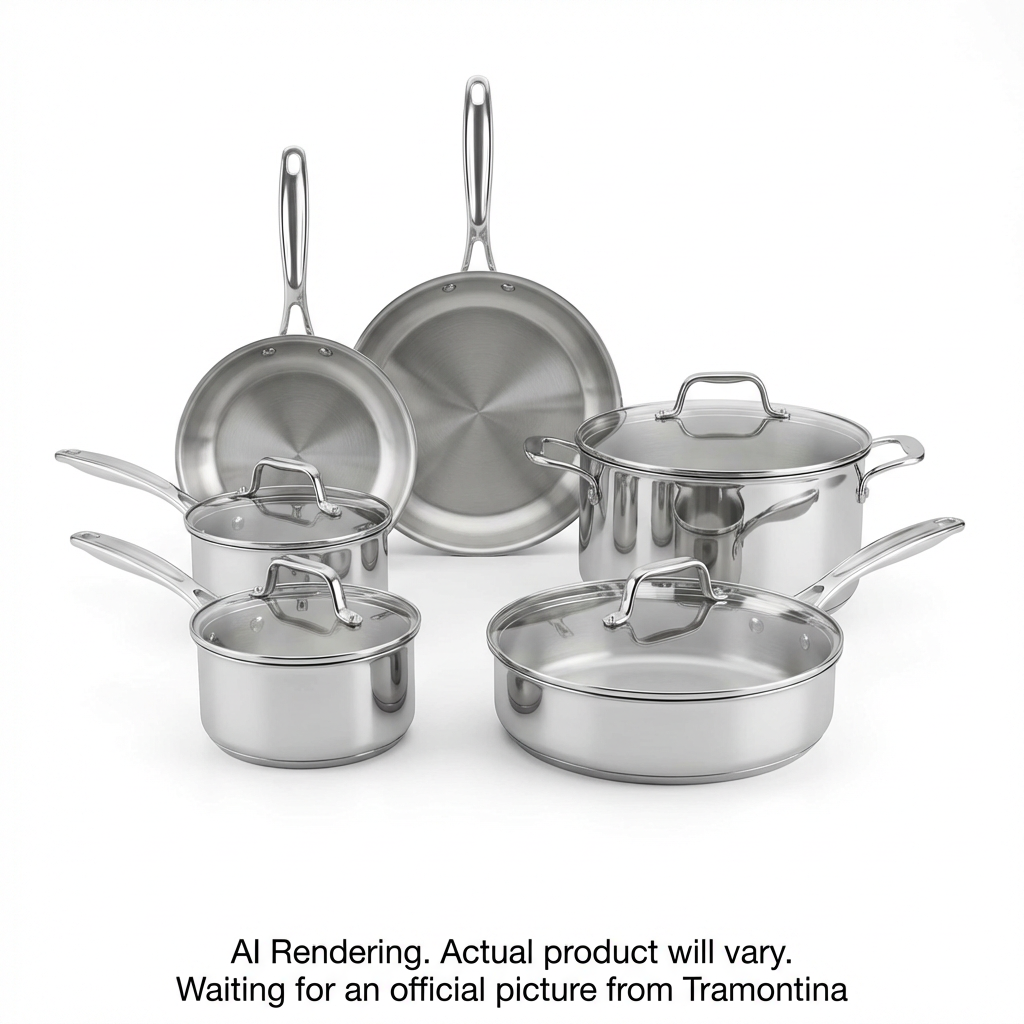 Tramontina Tempo Tri-Ply Base Stainless Steel Cookware Set, 10 Pc