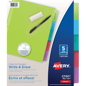 23180 Avery PAPER DIVIDER ASST BTWO 5T1SET