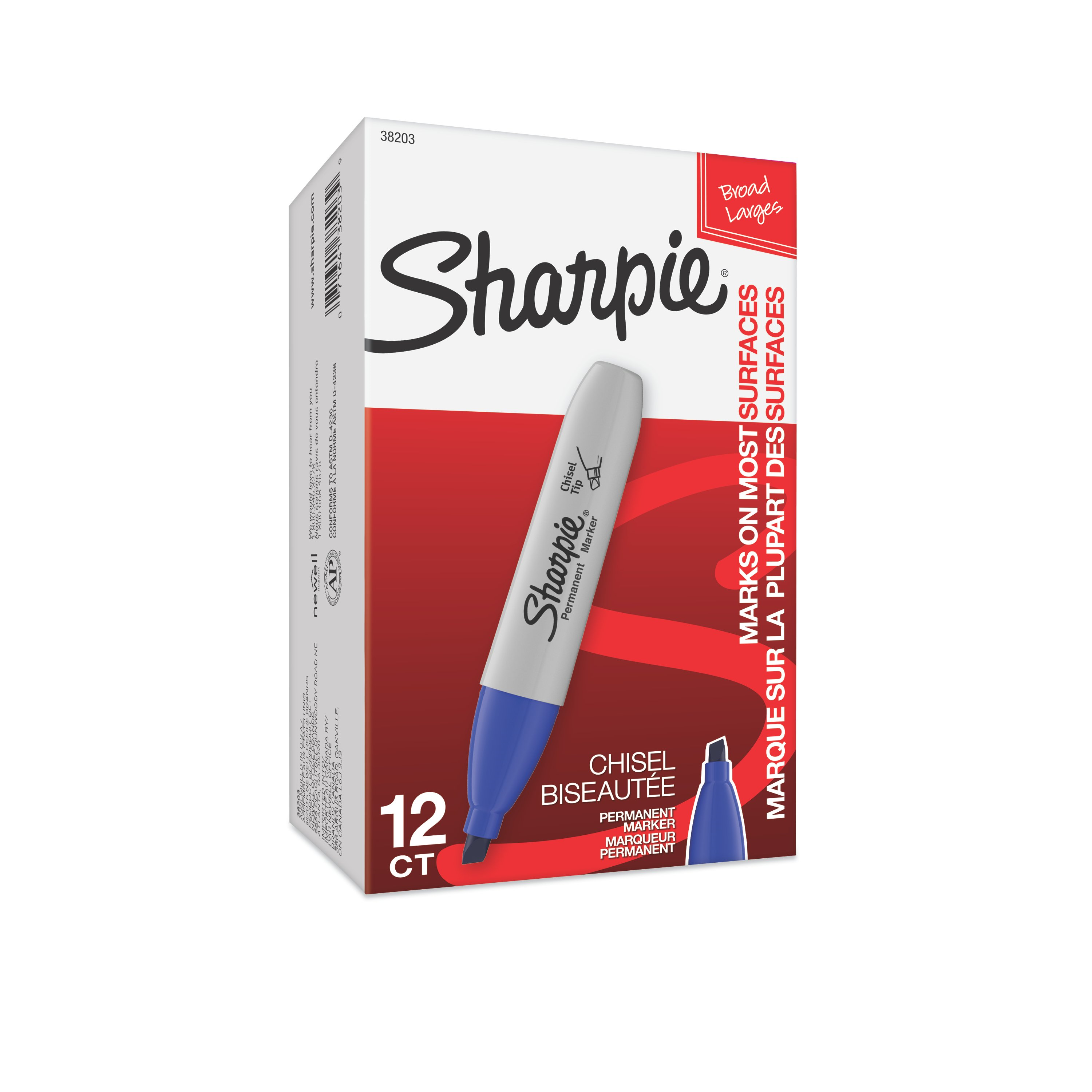 Sharpie Permanent Marker, Chisel Tip, Blue, 1 Unit