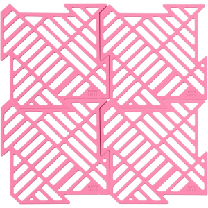 Puzzle sink mat (4pcs/pack), garden rose, silicone