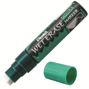 Pentel Arts Wet Erase Chalk Marker, Jumbo Chisel Tip, Green Ink
