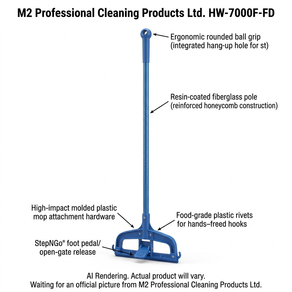 60" StepNGo Mop Handle -Fiberglass -Blue -PLASTIC RIVET