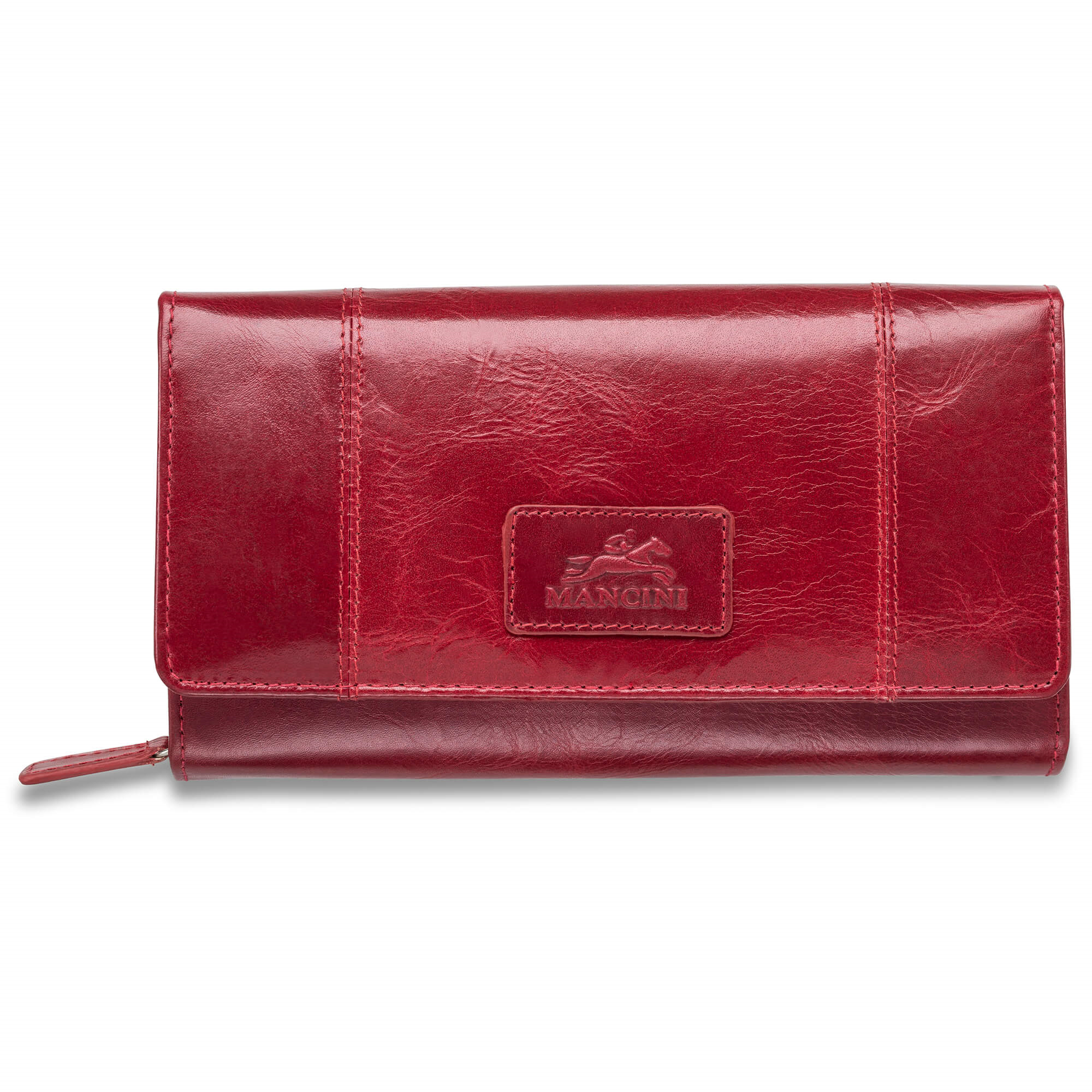 Ladies’ RFID Secure Medium Clutch Wallet Red