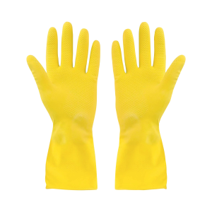 Rubber Gloves Flocklined Yellow Medium Extended Cuff - (12 pair)