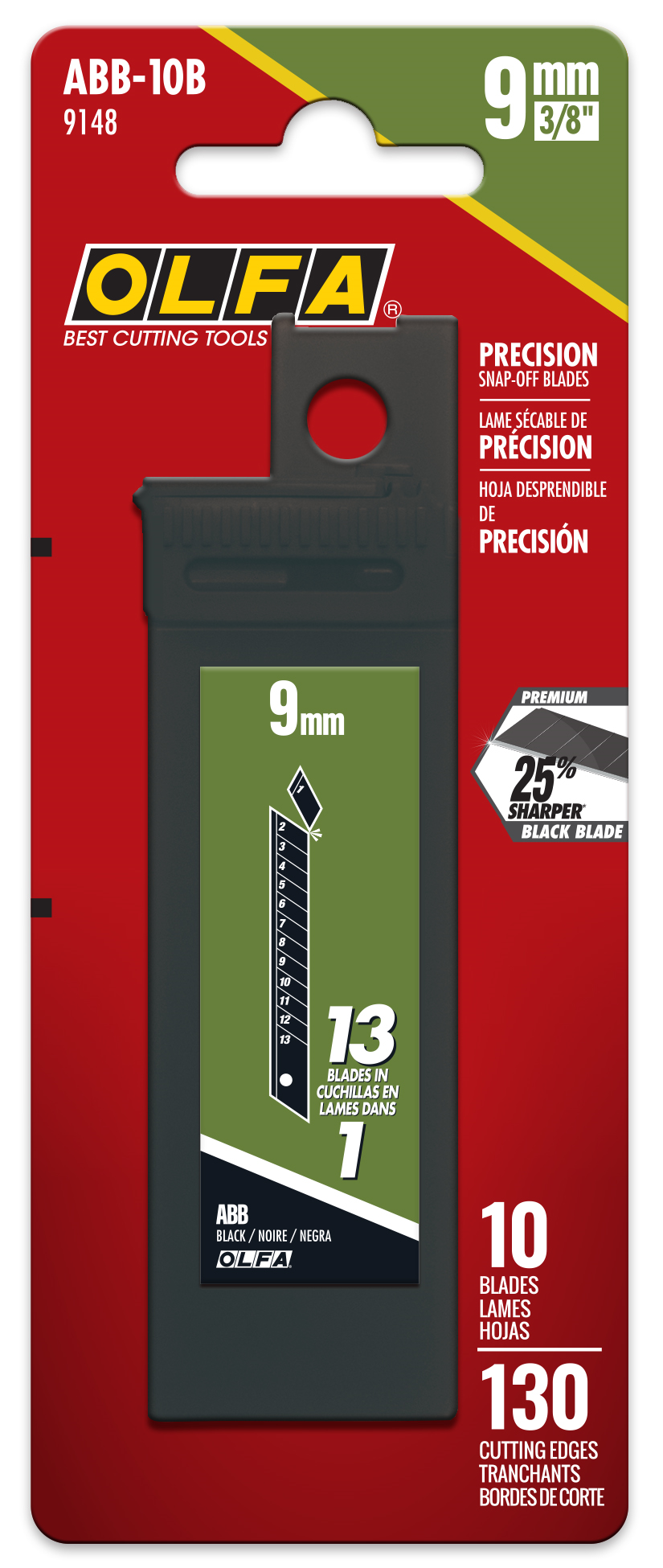 9mm ABB-10B Black Snap Blades, 10pk