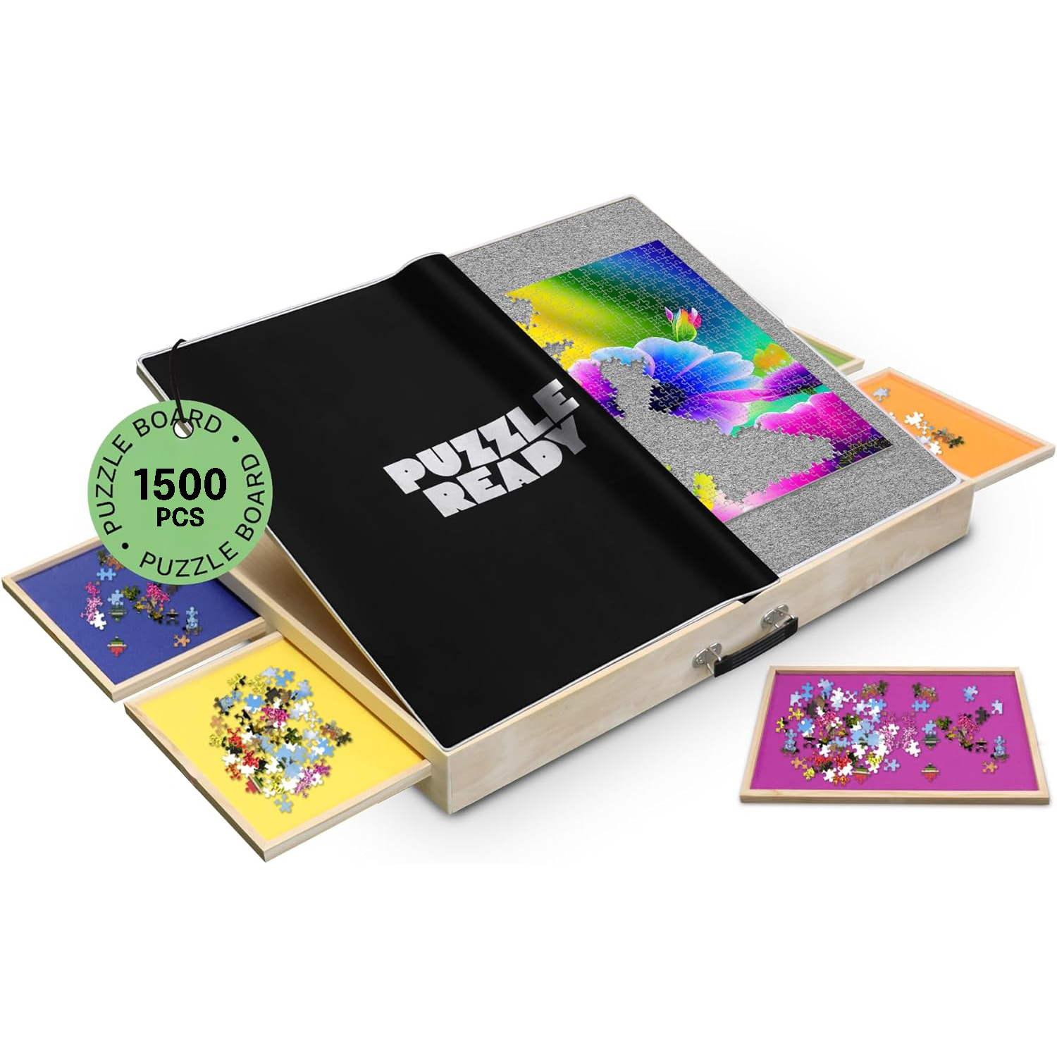 Tilting Puzzle Board with Drawers and Cover Mat - 1500-Piece Puzzle Space