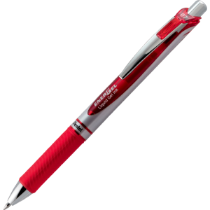EnerGel Retractable Gel Roller, (0.7mm) Metal Tip, Red Ink