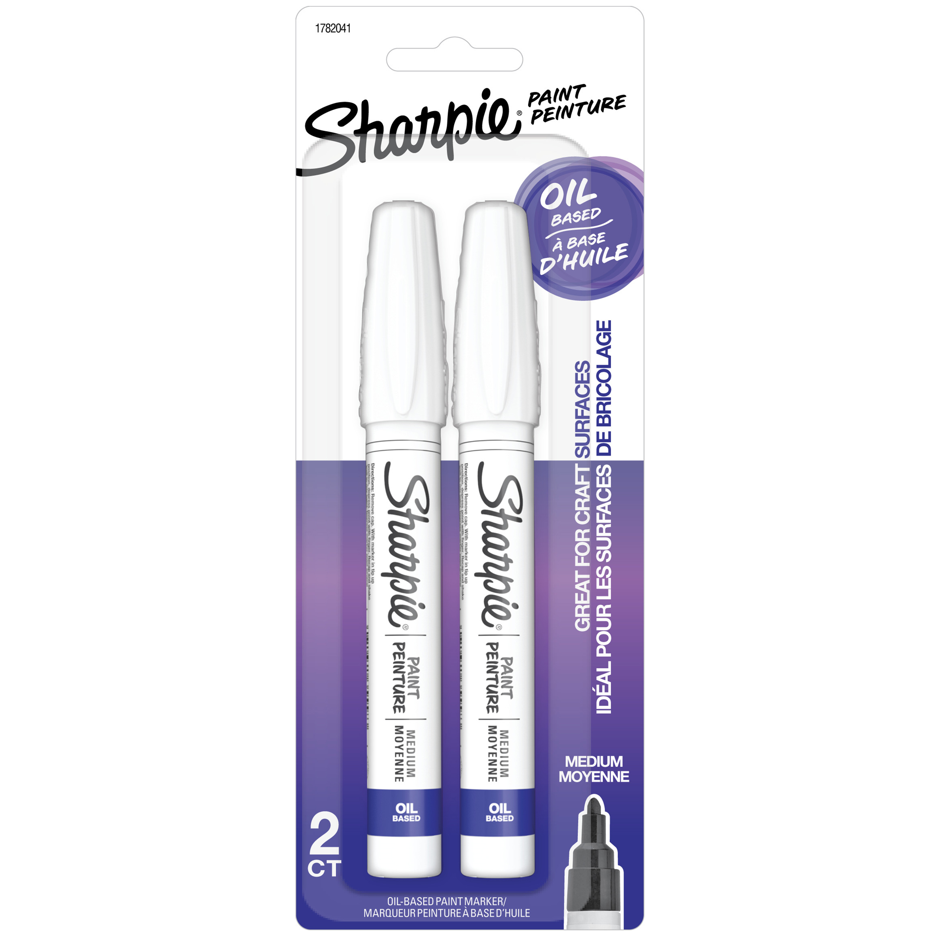 Sharpie Oil-Based Paint Markers, Medium Point, White, 2 Count