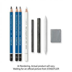 STAEDTLER Mars Lumograph Charcoal Drawing Set - 7-Piece Professional Sketching Kit with Pencils, Charcoal Sticks & Blending Stump