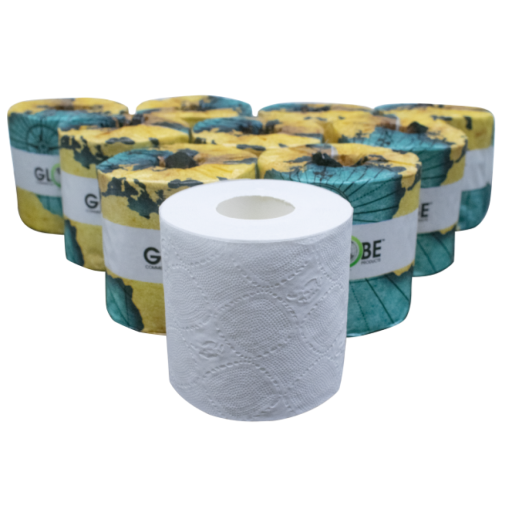 Globe Commercial Standard 2ply toilet tissue, 500 sheets / roll, 48 rolls / case