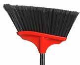 12" Vortex Angle broom short Fiber w/48" Handle Red Block/Black Bristles Black Handle