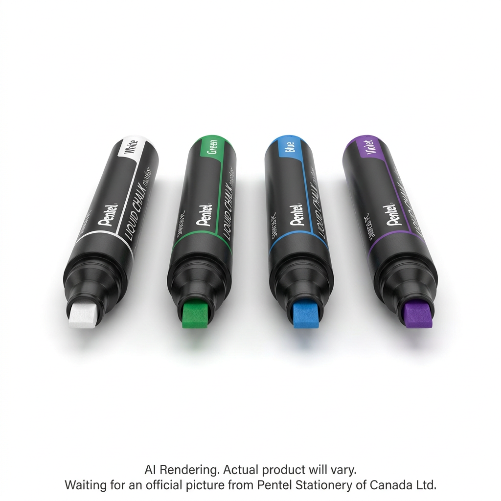 Pentel Wet Erase Marker, Small Chisel Tip, Assorted Colours 2 (White, Green, Blue, Violet)