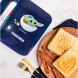 Star Wars: The Mandalorian Double Square Waffle Maker ? Mando & Grogu Non-Stick Breakfast Appliance