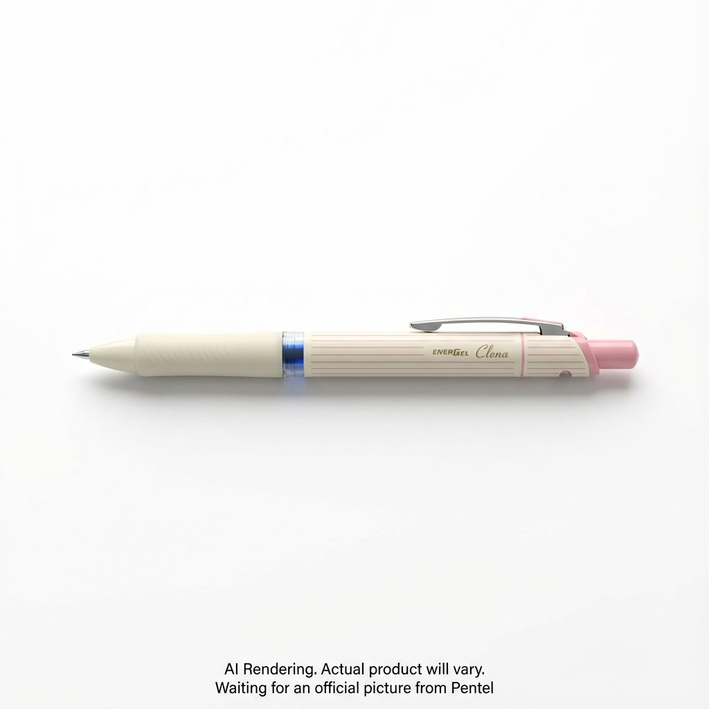 EnerGel Clena Retractable Liquid Gel Pen, (0.5mm) Needle Tip, Pink Accent, Blue Ink