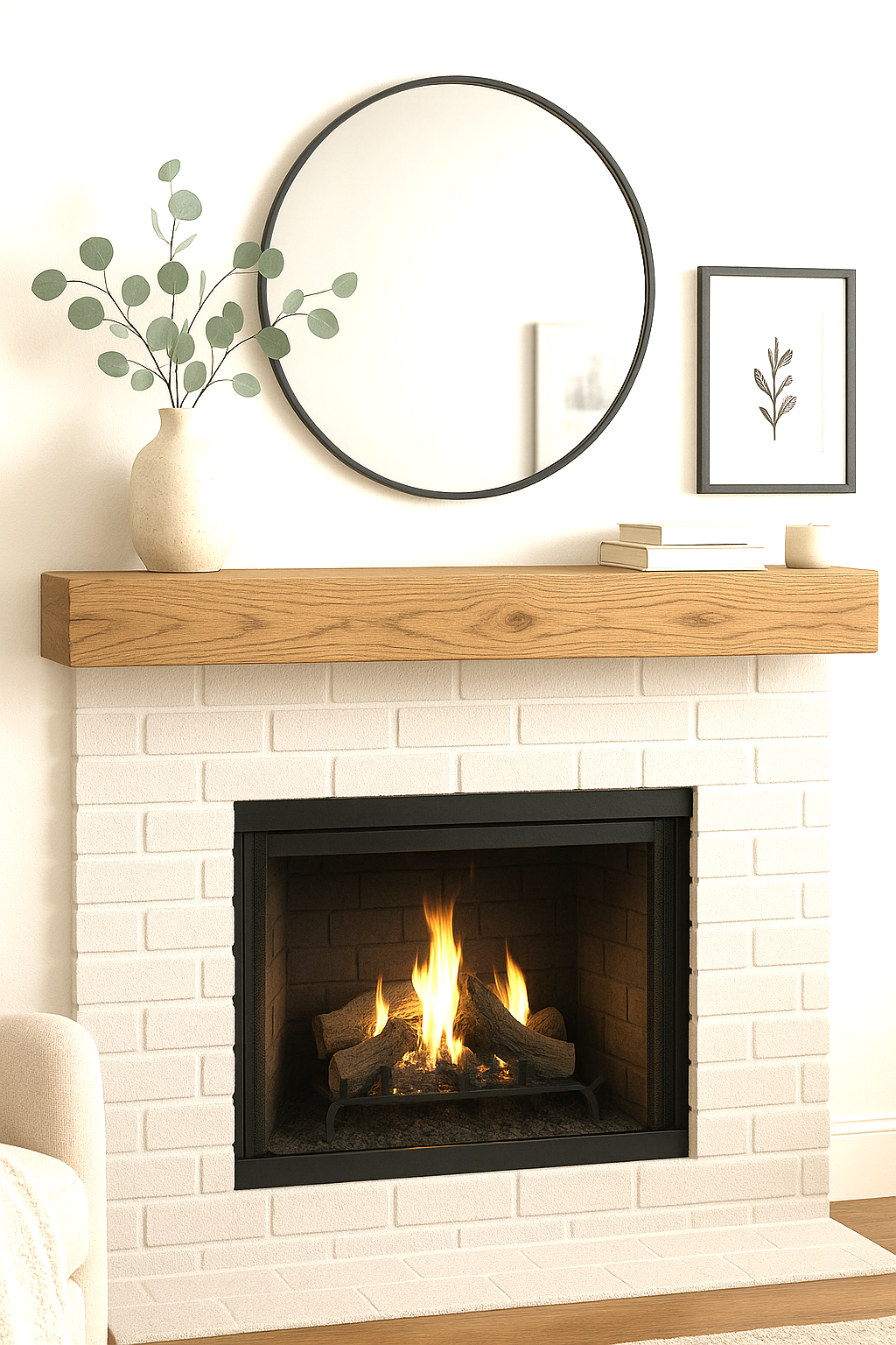 Floating Beam Fireplace Mantel 60 x 5 x 7 Honey