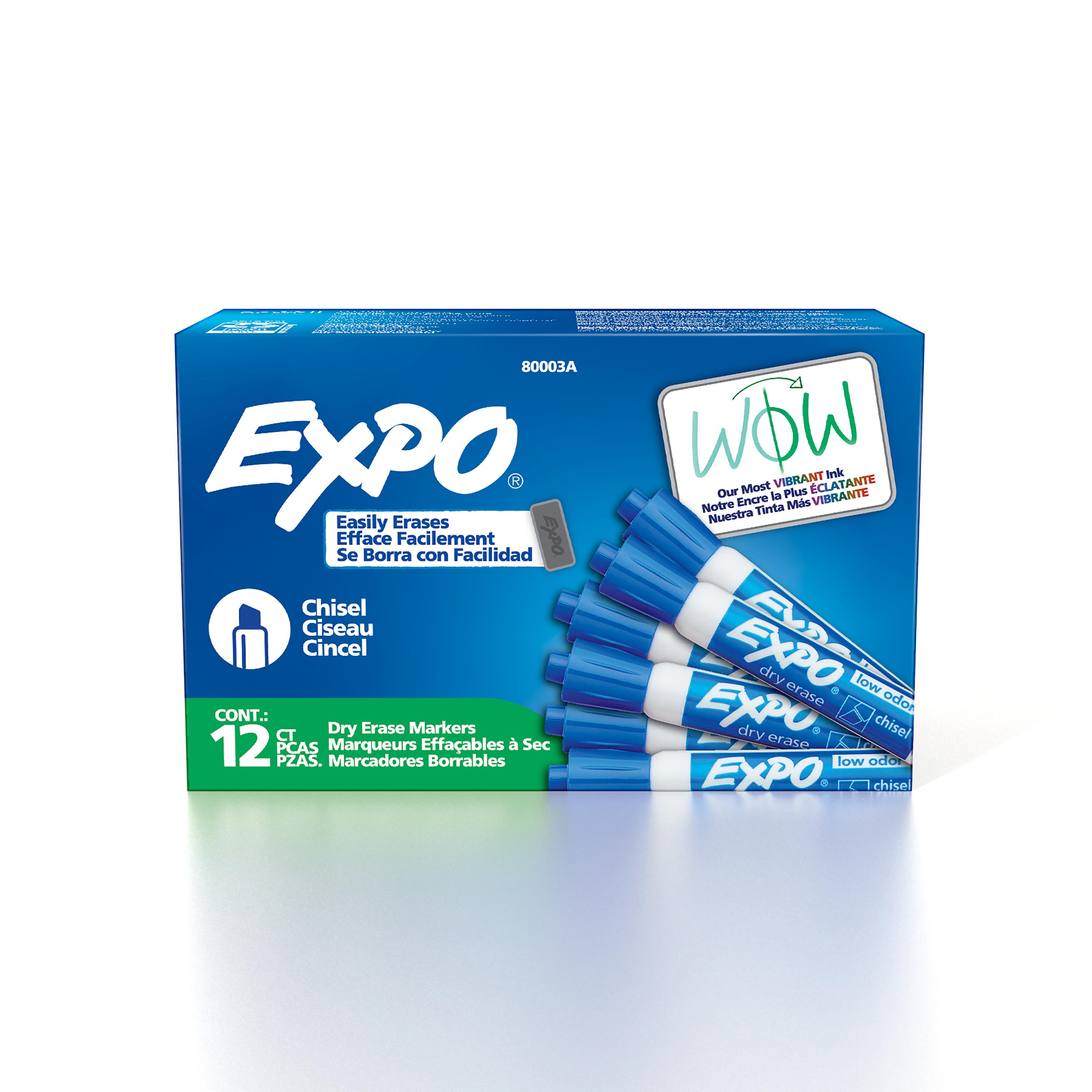 EXPO Dry Erase Marker, Low Odour Ink, Blue, Chisel Tip, 1 Unit