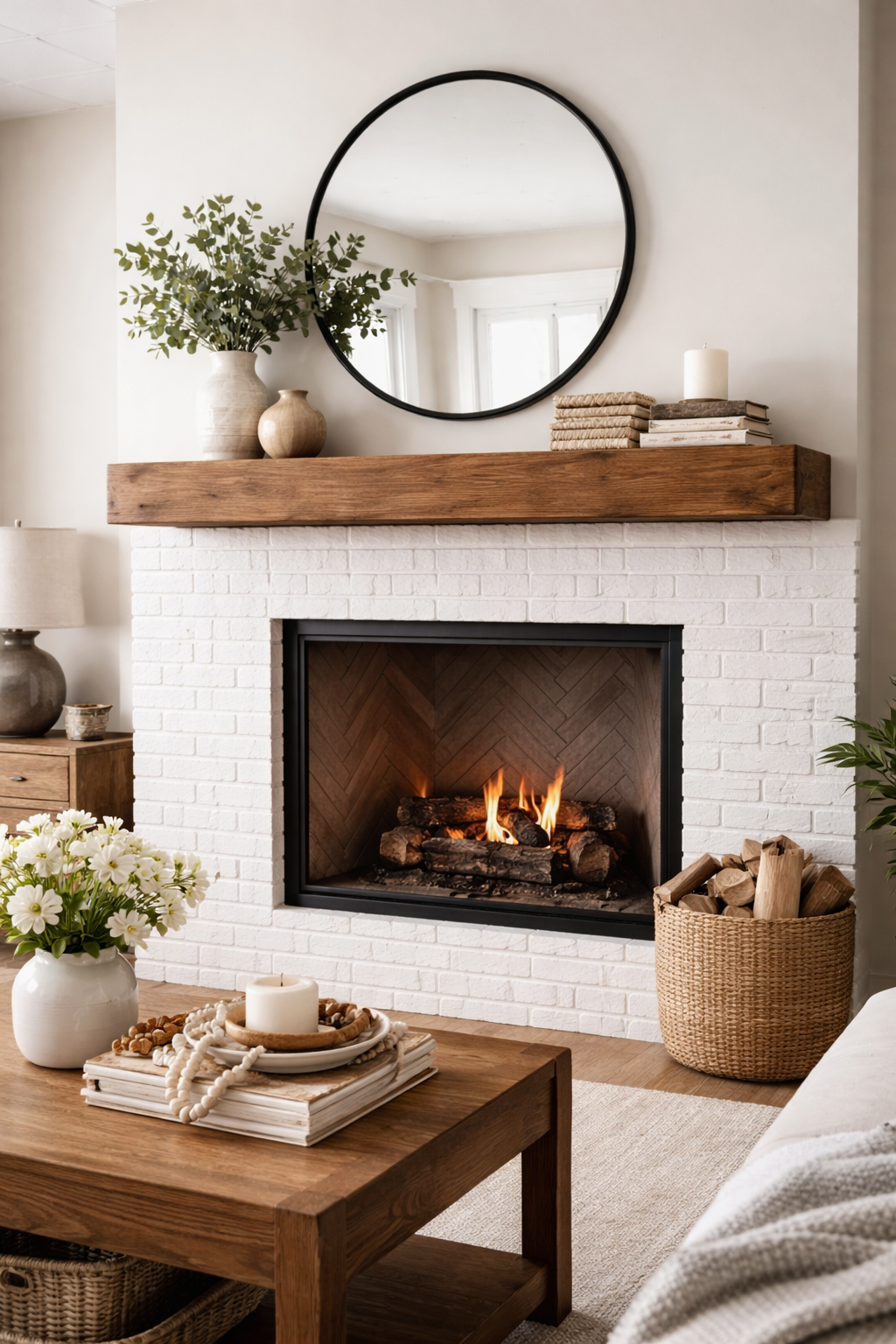 Floating Beam Fireplace Mantel 72 x 5 x 7 Medium Walnut